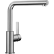 Grifo de cocina BLANCO LANORA INOX CEPILLADO. 523122. Inoxidable, extraible. Sobre encimera